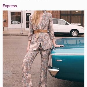 Express Paisley Suit Blazer and Trouser Pants